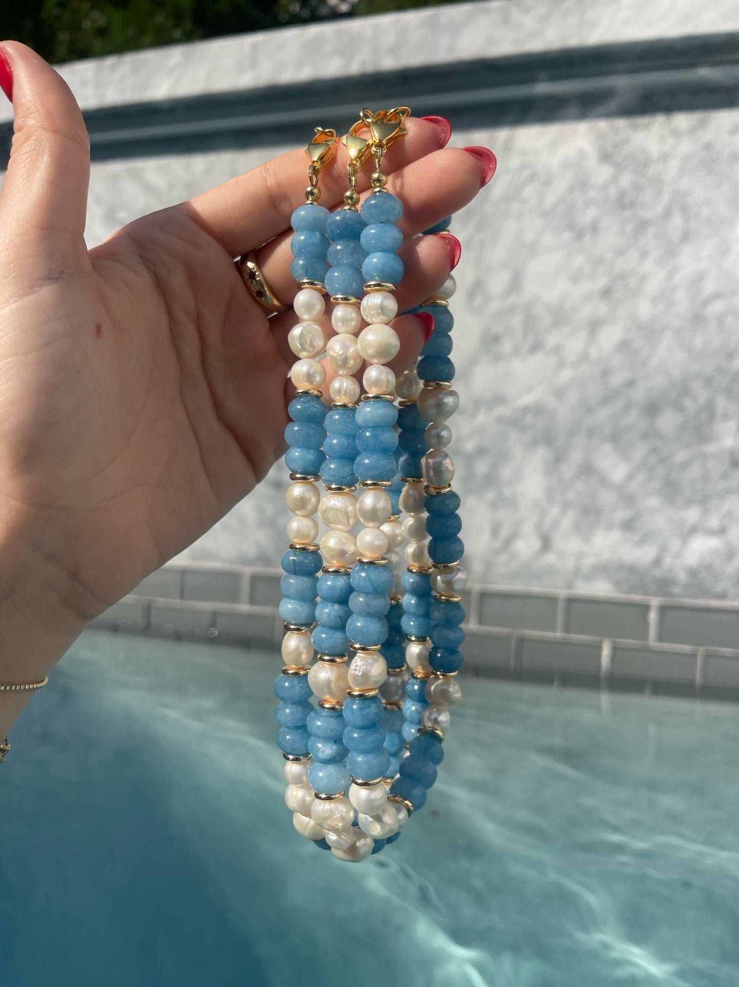 Aquamarine with Gold Spacers