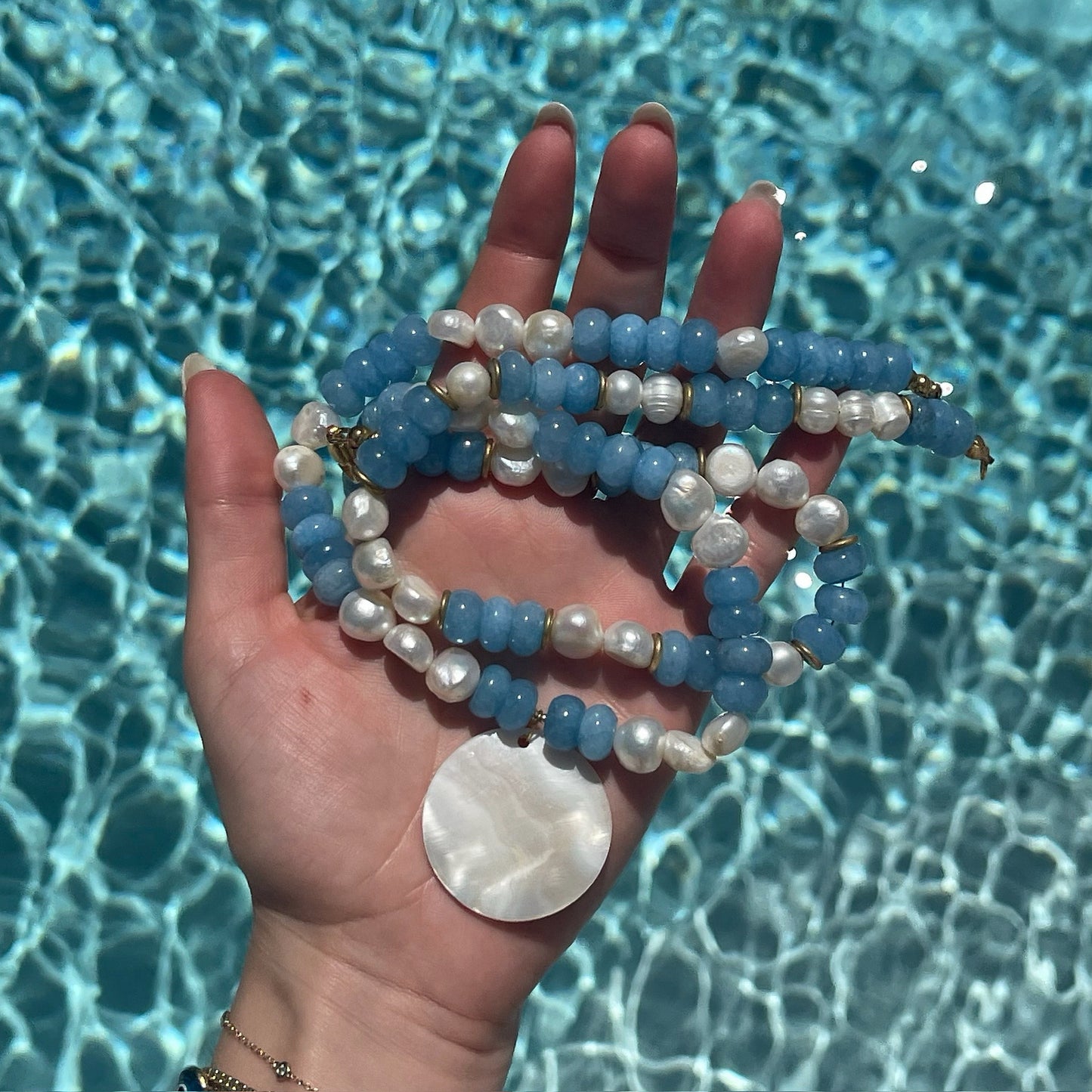 Aquamarine with Pearl