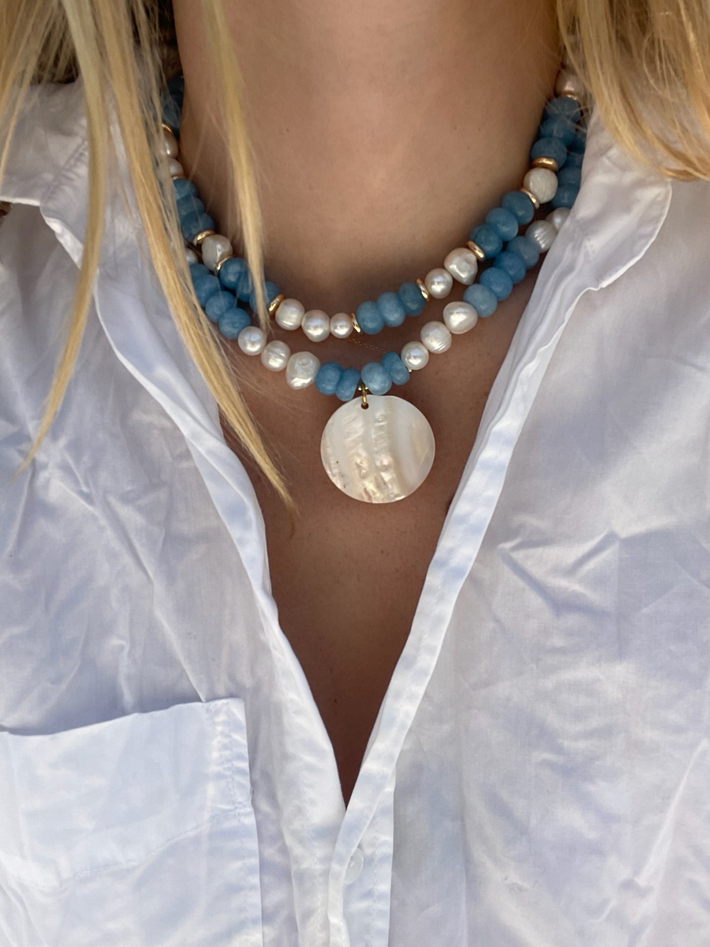 Aquamarine with Gold Spacers